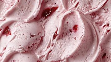 Ice cream texture with berry jam, macro photo