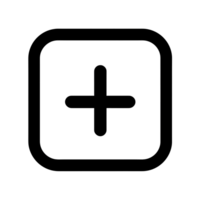 Plus Button Black Outline Icon on Transparent Background png