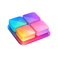 App Grid Gradient 3D Icon On Transparent Background png