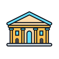Government Building Lineal Color Icon On Transparent Background png