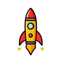 Space Rocket Launch Lineal Color Icon On Transparent Background png