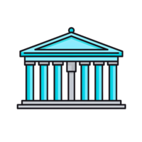 Courthouse Building Lineal Color Icon On Transparent Background png