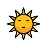 Smiling Sun Lineal Color Icon On Transparent Background png