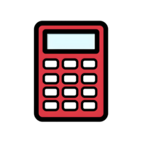 Red Calculator Lineal Color Icon On Transparent Background png