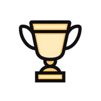 Gold Trophy With Black Handles Lineal Color Icon On Transparent Background png
