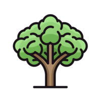 Green Tree Lineal Color Icon On Transparent Background png