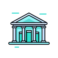 Turquoise Government Building Lineal Color Icon On Transparent Background png