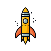 Bright Rocket Launch Lineal Color Icon On Transparent Background png