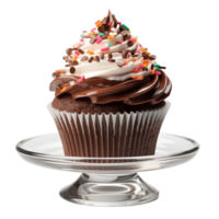 Chocolate Cupcake With Sprinkles Photograph On Transparent Background png