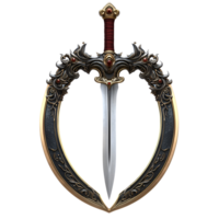 Gold Black Sword Design Elegant Fantasy Weapon Transparent Background png