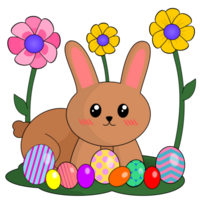 easter bunny with coloring eggs png