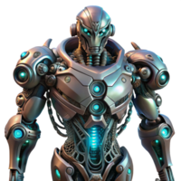 serene traditional A highly detailed, biomechanical robot with organic and metallic components intertwined, in a dark, biopunk style, lit by a single light source from above genuine png
