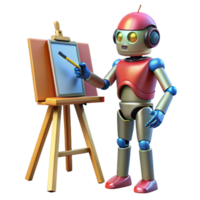 elegant abstract A robotic artist painting a canvas with vibrant colors, lit by natural light from a large window, in an impressionist style high resolution png