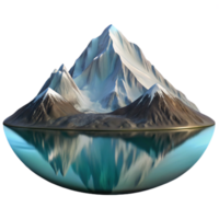 wonderful abstract A majestic snow-capped mountain reflected in a crystal-clear lake, alpine landscape, serene atmosphere, realistic style high quality png