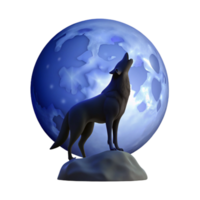 impressive contemporary A lone wolf howling at the full moon, silhouette against a dark blue sky, mysterious atmosphere, graphic novel style professional png