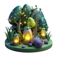 elegant rustic A group of fireflies illuminating a dark forest, magical realism style, bioluminescent glow genuine png