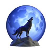 elegant rustic A lone wolf howling at the full moon, silhouette against a dark blue sky, mysterious atmosphere, graphic novel style professional png