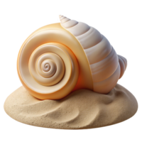 impressive abstract A spiral seashell resting on white sand, beach scene, soft natural light, realistic style 4K png