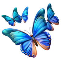impressive classic A group of butterflies migrating across a clear blue sky, vibrant colors, dynamic composition, realistic style professional png