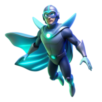 magnificent minimalist An aquatic superhero with bioluminescent fins, floating gracefully in deep ocean darkness, lit with soft, underwater bioluminescence in a surreal, dreamlike style 4K png