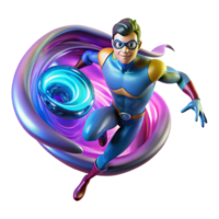 impressive minimalist A superhero with gravity manipulation powers, distorting the space around them, lit with swirling, distorted light in an abstract, psychedelic style detailed png