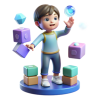 serene vintage A young child with telekinetic powers levitates building blocks in a futuristic nursery. Soft, whimsical lighting and a sense of wonder exclusive png