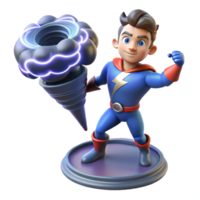 elegant abstract A superhero with weather manipulation powers, summoning a miniature tornado, lit with flashing lightning in a stormy, atmospheric style genuine png