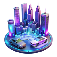 elegant abstract A futuristic cityscape stretches towards the horizon, with flying cars and holographic advertisements. Bright, vibrant lighting. Cyberpunk aesthetic detailed png