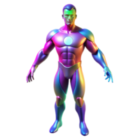 beautiful abstract A shapeshifting superhero mid-transformation, with parts of their body changing form, lit with morphing, multicolored light in a transformative, surreal style professional png