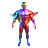 elegant classic A shapeshifting superhero mid-transformation, with parts of their body changing form, lit with morphing, multicolored light in a transformative, surreal style 4K png