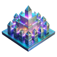extraordinary abstract A field of shimmering, holographic pixels, shifting and transforming, illuminated by a cool, neon light, with a glitchy, digital art style original png