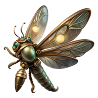 dramatic modern A steampunk inspired mechanical dragonfly with delicate, filigree wings, hovering mid-air, illuminated by a beam of moonlight. Art Nouveau style genuine png