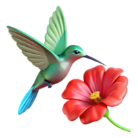 extraordinary vintage A delicate hummingbird hovering near a bright red flower, macro photography, with a shallow depth of field premium png