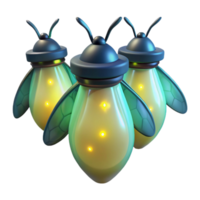 elegant rustic A group of fireflies glowing in the dark forest, with bioluminescent light and a magical atmosphere detailed png
