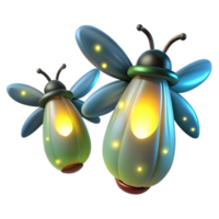 wonderful vintage A group of fireflies glowing in the dark forest, with bioluminescent light and a magical atmosphere original png