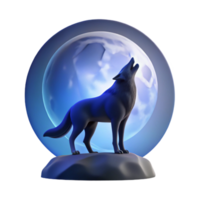 magnificent vintage A lone wolf howling at the moon, silhouetted against a dark blue sky, with a mystical atmosphere authentic png