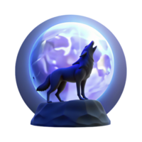 impressive rustic A lone wolf howling at the moon, silhouetted against a dark blue sky, with a mystical atmosphere high quality png