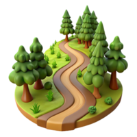 serene creative A winding dirt road leading through a forest, with dappled sunlight and a sense of adventure high quality png