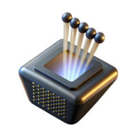 vibrante tradicional uma solteiro, levitando microchip emitindo binário código Como feixes do luz, dramático claro-escuro iluminação, fotorrealista estilo Alto resolução png
