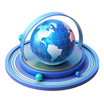 underbar abstrakt en holografiska utsprång av de jord roterande långsamt, omgiven förbi komplex data visualiseringar, Häftigt blå belysning, trogen minimalistisk stil hög kvalitet png