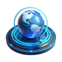 dramatic rustic A holographic projection of the Earth rotating slowly, surrounded by complex data visualizations, cool blue lighting, futuristic minimalist style authentic png