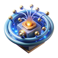 dramático abstrato uma quantum computador em processamento complexo algoritmos, rodopiando córregos do luz representando dados fluxo, dramático retroiluminação, científico visualização estilo Alto resolução png