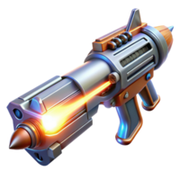 elegant contemporary A futuristic weapon firing a beam of energy, intricate details on the weapon's design, bright flash of light at the point of impact, sci-fi weaponry style high quality png