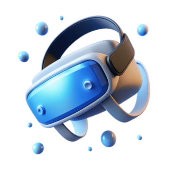 indrukwekkend minimalistische een virtueel realiteit koptelefoon drijvend in in de lucht, gloeiend blauw en wit lichten uitstralend van het, zacht, ambient verlichting, virtueel realiteit technologie stijl hoog resolutie png