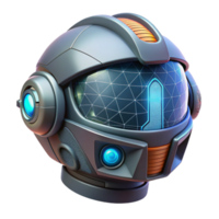 beautiful contemporary A futuristic helmet with a HUD interface displaying complex data streams, dark cyberpunk lighting, cinematic style authentic png