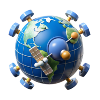elegant rustic A network of satellites orbiting Earth, interconnected by beams of light, Earth's surface visible below, space technology style high resolution png