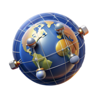 extraordinary creative A network of satellites orbiting Earth, interconnected by beams of light, Earth's surface visible below, space technology style genuine png