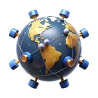 wonderful vintage A network of satellites orbiting Earth, interconnected by beams of light, Earth's surface visible below, space technology style detailed png