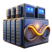 stunning modern A server farm stretching into infinity, glowing server racks and cables, low-key lighting, digital painting style exclusive png