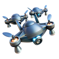 dramatic minimalist A group of drones flying in formation, sleek and aerodynamic design, dramatic spotlighting against a dark sky, drone technology style authentic png